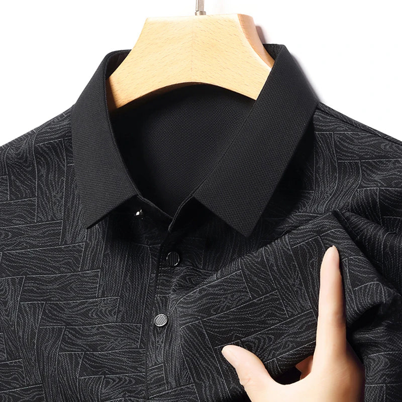 Men's Comfortable Short Sleeve Polo Shirt Weave Pattern Contrast Collar Design 2026 Casual Daily Office Fashion Top