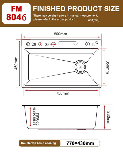 Various Waterfall kitchen Sink  Stainless Steel Multifunctional Large Single Slot Digital Display Sinks