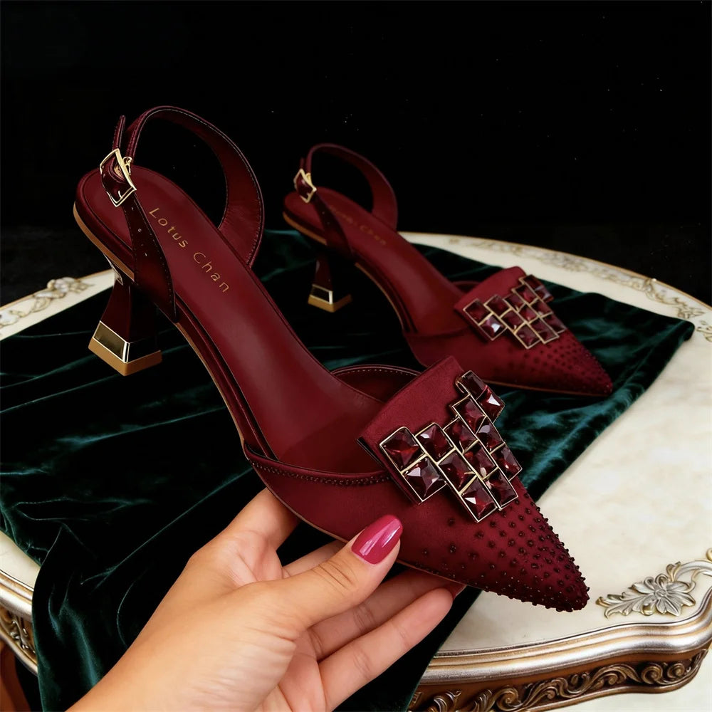 Venus Chan Elegant High Heel Shoes for Women - Sparkling Diamond Accents, Pointed-Toe Design Perfect for Parties and Commuting