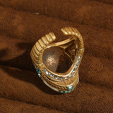 Vintage Oval Sea-Blue Crystal Ring — view 2