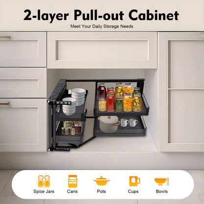 Blind Corner Cabinet Pull Out For 14 Inch Organizer Kitchen Corner Cabinet Pull Out 2 Tiers Swing Tray