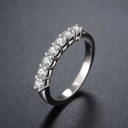 1.0mm-3.5mm Round Brilliant Cut Moissanite Wedding Rings Half Eternity Band 925 Silver Lab Diamond Wedding Ring With Certificate