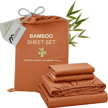 Cooling Bamboo Bed Sheet Set-Bamboo Bed Sheet-Ultra Soft & Breathable Daybed Set-Deep Pocket Up to 16" Hotel Soft Bedding-Perfect for Hot Sleepers Bamboo Bedding Sheets Set - Double Stitching, Lifetime Quality Promise