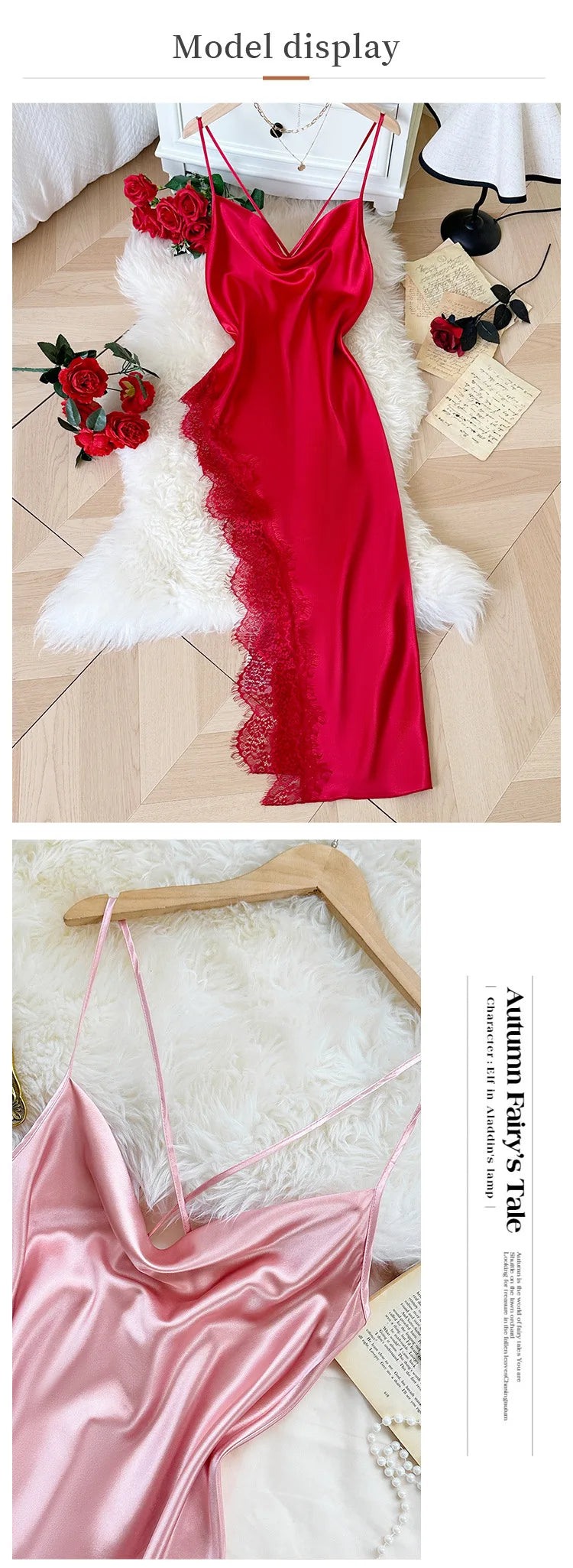 Sexy Lace Patchwork Pajamas Comfortable And Casual Long And Comfortable Women's Nightgown
