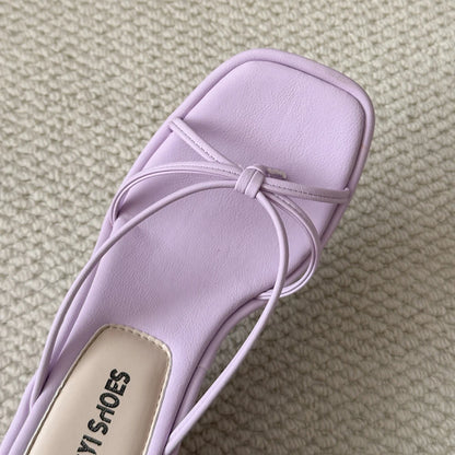 Sweet Butterfly Knot Design Women's Sandals Summer New Style Purple Slip-On Wedge Heel Outdoor Wearable Comfortable Slides