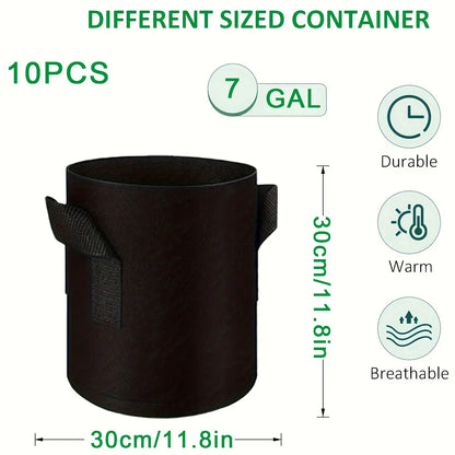 SPONDWILD 10 Pcs set Thickened Potato Planting Bag 3/5/7/10/15 Gallon Garden Non-Woven Fabric Gardening Pot Vegetable Flowerpot