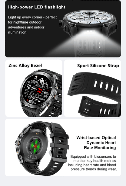 2026 Hot Sales Outdoor Durable GPS Sports Smart Watch Built-in GPS 1000mAh Battery 10ATM Waterproof 1.75" AOD Men Military Watch