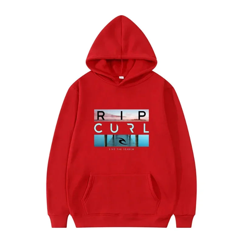 Men's hooded black casual street style sports shirt  suitable for surfing enthusiasts and fashion enthusiasts