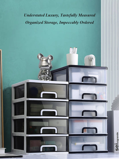 Clear Desktop Storage Box with Drawer Heightened Table Organizer Plastic Office storage cabinet  for Stationery cosmetics