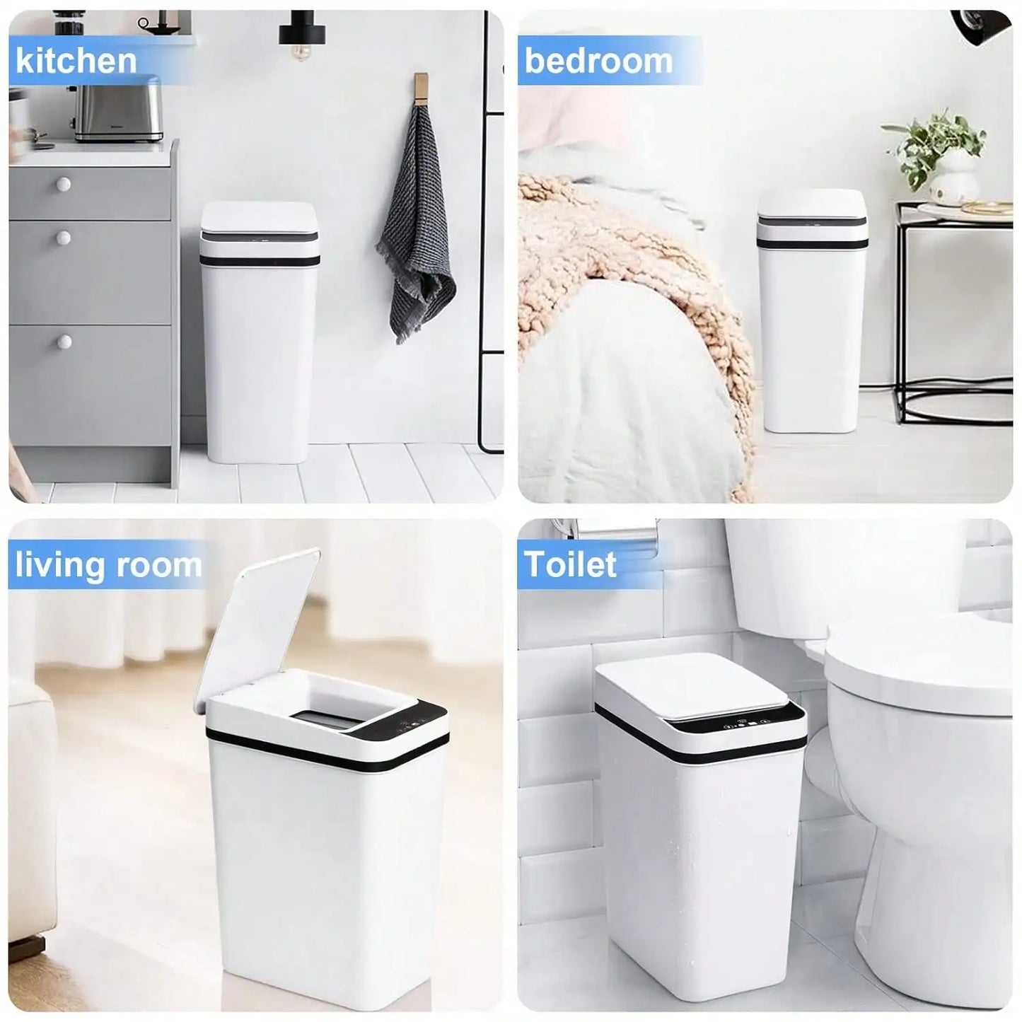 Bathroom Trash Can, Compact And Durable  Wastebasket With Built-In Handles, Easy To Clean, Rustproof