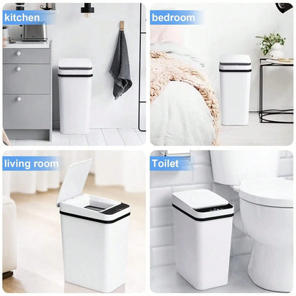 Bathroom Trash Can, Compact And Durable  Wastebasket With Built-In Handles, Easy To Clean, Rustproof