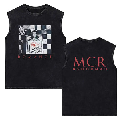 My Chemical Romance Vintage Washed Tank Tops Three Cheers for Sweet Revenge Sleeveless Vest Men Retro Punk Emo Rock Band T-shirt