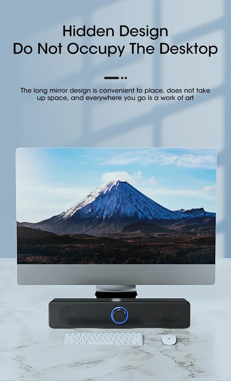 Wireless Soundbar for TV, Desk Audio Player & Home Theater Speaker for Movies, Music, Sports, Apartment & Living Room Use