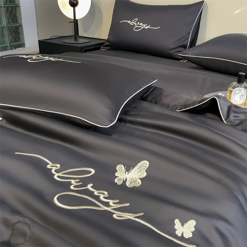 Lightweight Summer Quilt, 100% Polyester Fabric, Microfiber Filling With Embroidery Decoration, Breathable Bed Comforter