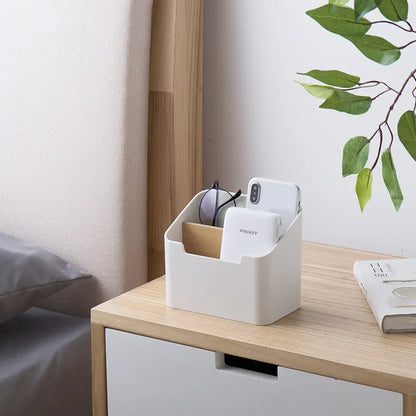 Multi-Function Remote Control Organizer Box for TV Air Conditioner Kitchen Desktop Storage Holder with Compartment