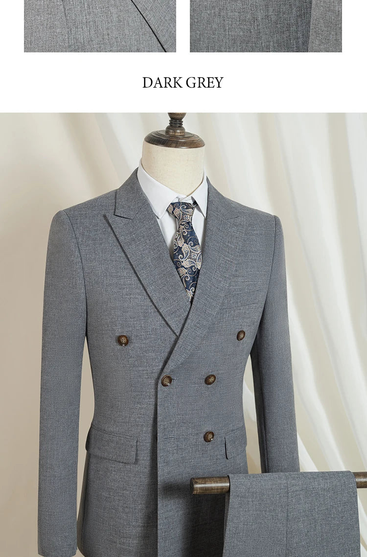 ST Cassy dark blue high quality luxury men's suit 2 piece set wedding groom suit for Men Stylish Business office suit