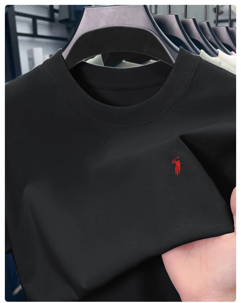 2025 Xiaoma Fashion Brand Pure Cotton Men's Short sleeved T-shirt Summer New High end Comfortable Casual Round Neck Top