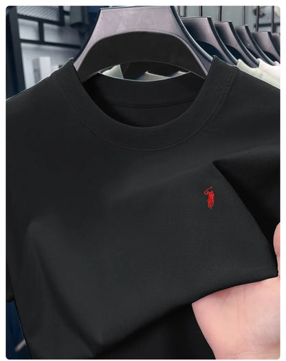 2025 Xiaoma Fashion Brand Pure Cotton Men's Short sleeved T-shirt Summer New High end Comfortable Casual Round Neck Top