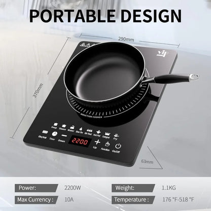 110V Induction Cooktop, 750W Electric Induction Stove W/ Touch Panel, 60-240℃ Temp Adjustable, for Dorm Room, Home Kitchen, RVs