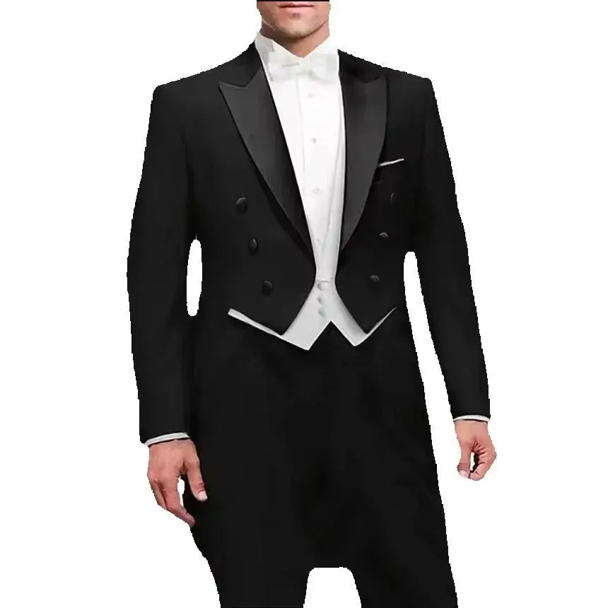 Latest Italian Tailcoat Design Men Suits Wedding Prom Sets (Jacket+Pants+Vest) Elegant Terno Male Suit Groomsmen Formal Tuxedos