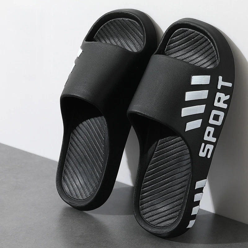 Summer Fashion Slippers For Men Indoor Outdoor Sandals Beach Flip Flop Thick Sole Male Slides Summer Non-Slip Men Shower Slipper