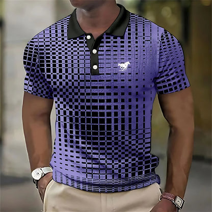 The 2025 summer new men's POLO shirt is breathable sweat-absorbent casual and fashionable with 3D printed men's T-shirt