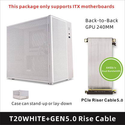 METALFISH T20 Mini ITX White Case 9L Compact PC Chassis Support Flex PSU/240mm GPU/100mm Cooler/180 Liquid Cooler
