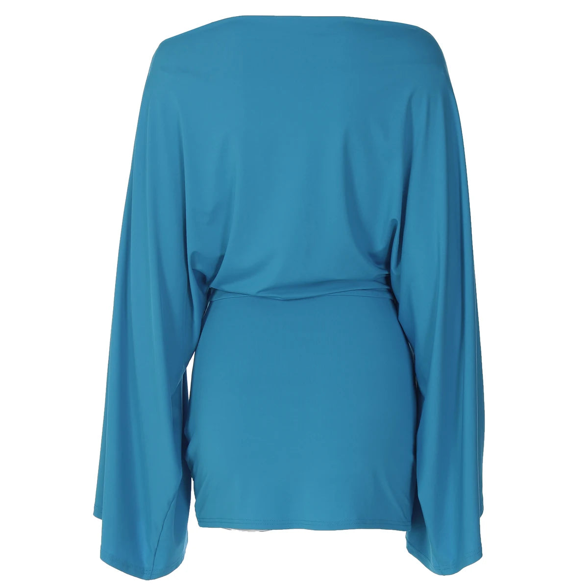 Hugcitar Solid Long Cloak Sleeve Sexy Loose Sexy Ruched Sexy Bodycon Mini Dress Fall Winter Women Fashion Outfit Party Festival
