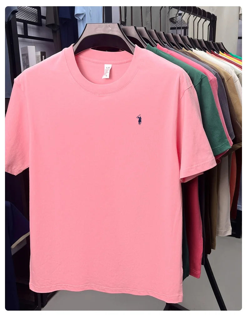 2025 Xiaoma Fashion Brand Pure Cotton Men's Short sleeved T-shirt Summer New High end Comfortable Casual Round Neck Top