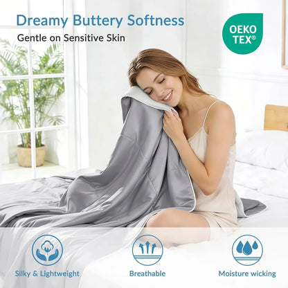 Cooling Comforter King Size Grey, Lightweight Summer Blanket for Hot Sleepers, Soft Breathable Bedding for Night Sweats