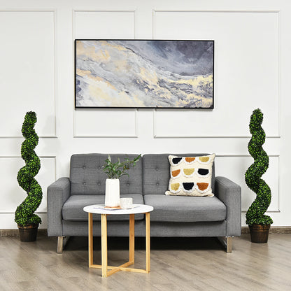 2 Pack 4FT Artificial Spiral Boxwood Topiary Tree Indoor Outdoor Decor