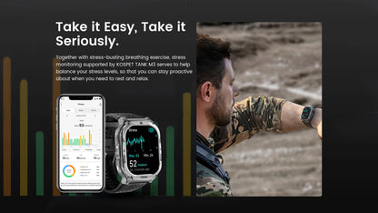 2025 Original KOSPET TANK M3 Smart Watch Men Smartwatch For Women 480mAh Digital Fitness AMOLED AOD Bluetooth Waterproof Watches