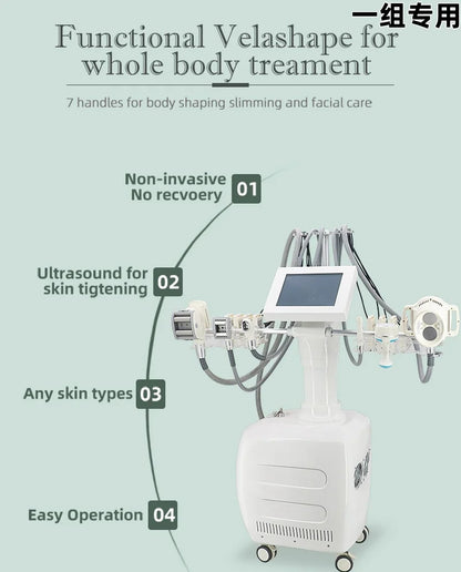 V10 Velashape Six-Handle Body Shaping Machine 40K Radio Frequency Fat Reduction, Body Sculpting and Skin Tightening Device