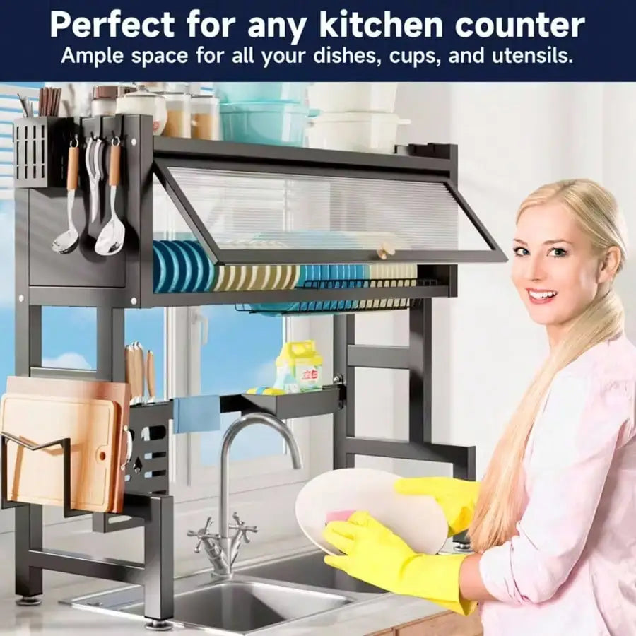 HanTai Over The Sink Dish Drainer Drying Rack 3 Tier Over Sink Dish Rack For A Tidy Kitchen Sink Shelf Organized Space-Saving Di