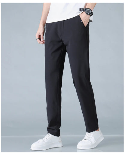 2025 Spring Summer Ultra-thin Men's Casual Pants Slim Straight Leg Elastic Waist Sports Jogging Trousers Fashion Men Golf Pants