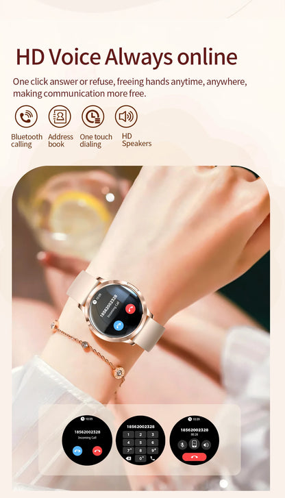 2026New Ultra-thin Women Smart Watch HD AMOLED Full Touch Screen Bluetooth Call Blood Pressure IP68 Waterproof NFC 7.3mm bracele