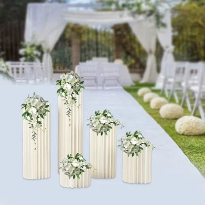 Wedding Centerpieces Cardboard Vases 5 Set of Flower Vase Flowers Stand for Party Tables Decorations Cardboard Column Vases
