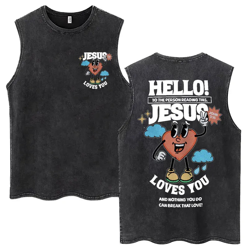 Washed Jesus Is King Christian Harajuku Vintage Tank Tops Men Women Gothic Sleeveless T-shirt Loose Summer Cotton Casual T Shirt