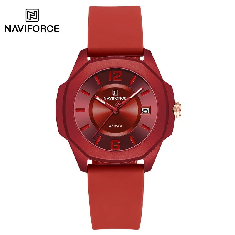 NAVIFORCE NF7107 Watch for Women Silicone Strap Classic Fashion 5ATM Waterproof Ladies Elegant Watch