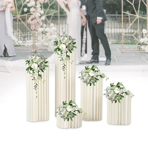 Wedding Centerpieces Cardboard Vases 5 Set of Flower Vase Flowers Stand for Party Tables Decorations Cardboard Column Vases