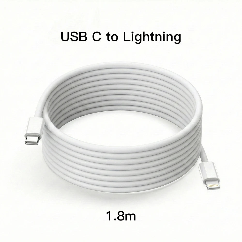 30W PD Fast Charger For iPhone 12 13 14 15 16 17 Pro Max Plus USB C To Lightning Quick Charging Cable Type C To C Power Adapter