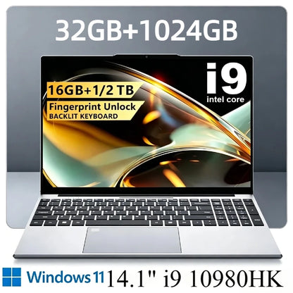 14.1 Inch Intel Core i9 10980HK Windows 11 Pro Laptop 32GB DDR4 2TB SSD Gaming Office PC Gamer Portable Notebook Computer