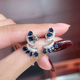 Blue Crystal Flower Earrings