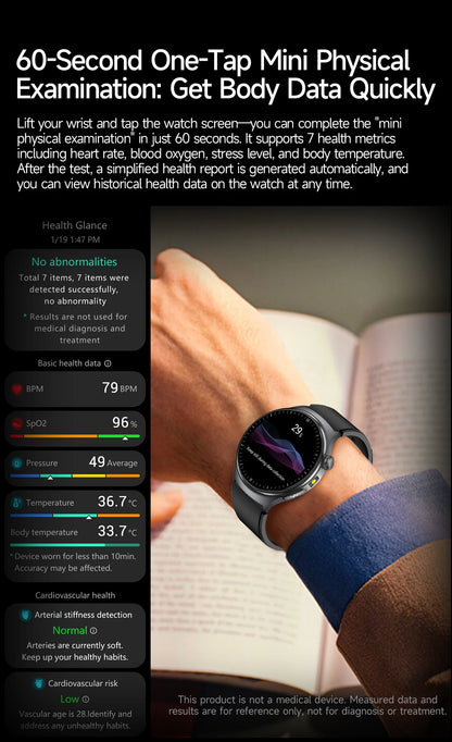 2026New High-end Health Smart Watch For Men Women Blood Lipids Uric Acid Blood Pressure Accurate Data ECG+PPG BT Call Smartwatch