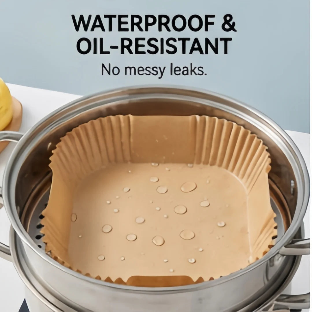 50 Pcs Non-Stick Air Fryer Liners 20cm, Pre-cut Parchment Paper for Healthier Cooking, Easy Clean Up