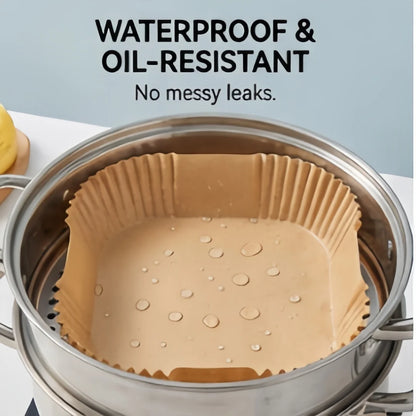 50 Pcs Non-Stick Air Fryer Liners 20cm, Pre-cut Parchment Paper for Healthier Cooking, Easy Clean Up