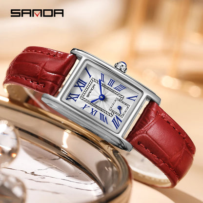 SANDA Top Fashion 1116 Women's Watch Elegant Design Rectangular Dial Waterproof Quartz Movement Business Women's Quartz Watch