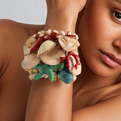 Statement Bohemian Style Multi-layer Beaded Shell Bracelet Set Handmade for Women Girl