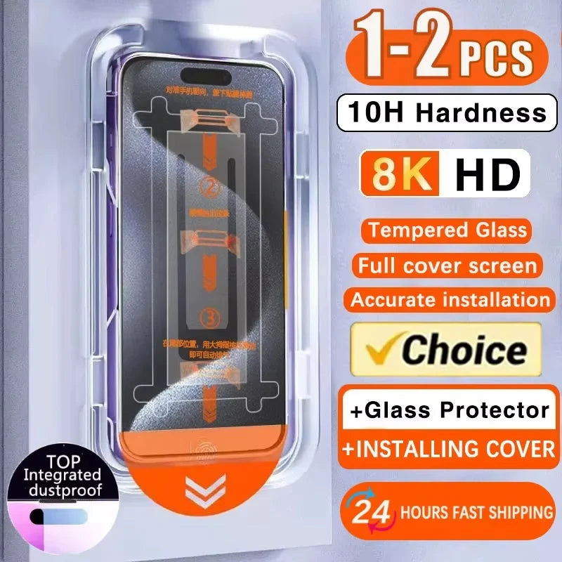 8K Oleophobic Coating Dust free Installation Screen Protector For iPhone 16 Pro SE 2022 2020 15 13 11 12 14 17 Pro Max 7 Plus XR