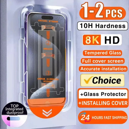 8K Oleophobic Coating Dust free Installation Screen Protector For iPhone 16 Pro SE 2022 2020 15 13 11 12 14 17 Pro Max 7 Plus XR